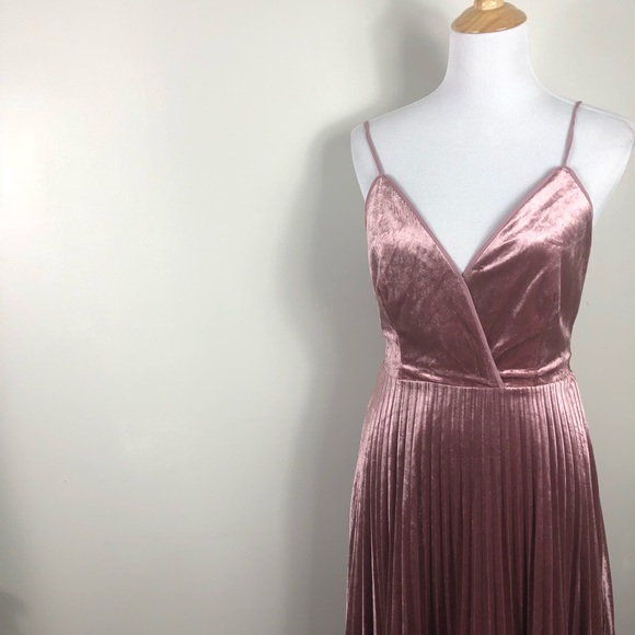 Urban Outfitters Dresses & Skirts - Urban Outfitters Velvet Pleated Dress Thin Straps